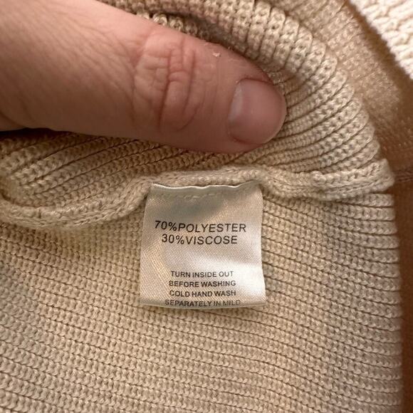 Sabo Skirt Etsumi Soft Ribbed Knit Cream Collar Lace Up Split at Centre hem - Picture 4 of 4